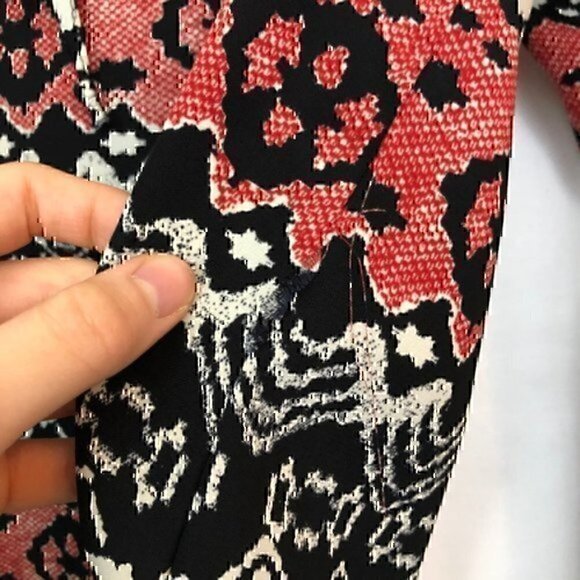FUNKY SOUL Black Red Cream Ivory Aztec Boho Tribal 3/4 Sleeve Blouse Top Small S - Picture 4 of 7